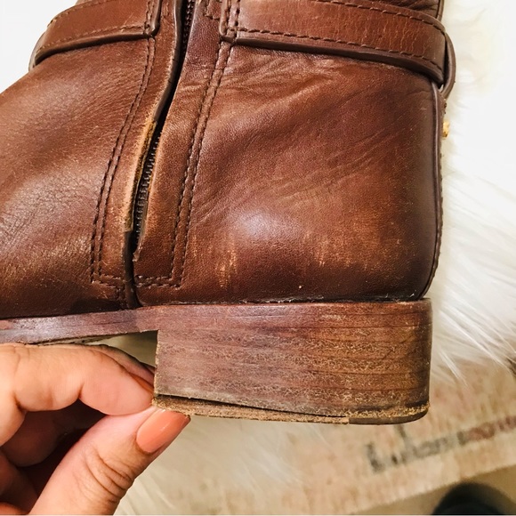 TORY BURCH TALL LOGO BROWN LEATHER RIDING EQUESTRIAN BOOTS sz 8M, AMAZING! - Picture 14 of 16